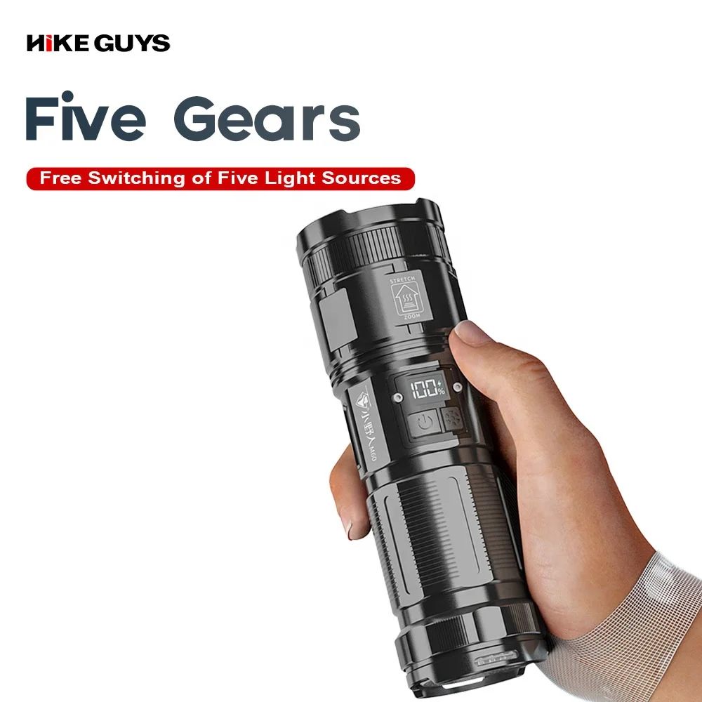 3500 Lumens P70 LED Aluminum Long Range Flashlight 40W Super Bright Rechargeable Handheld Light Multi Tool Flashlight for Hikes