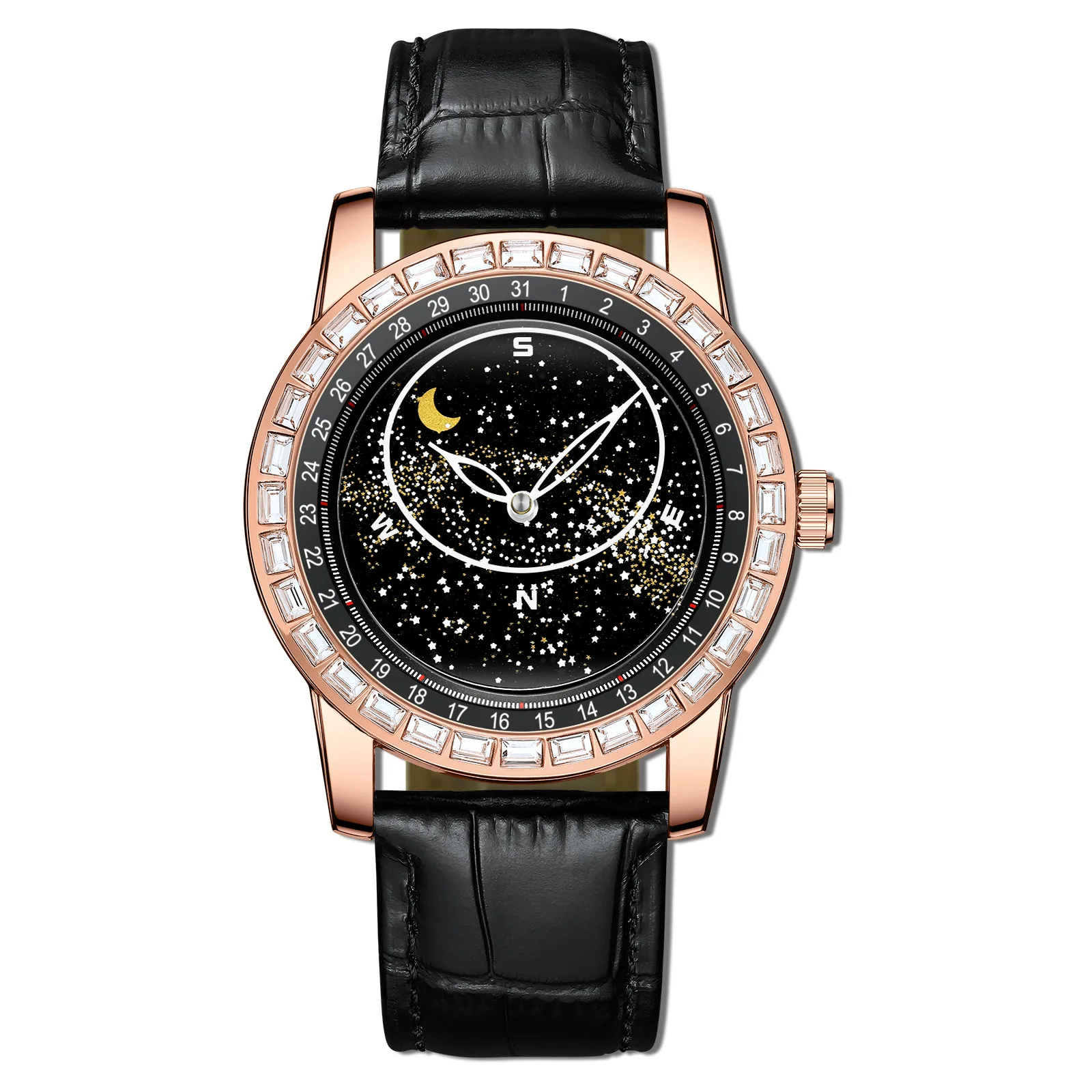 BINBOND 8899 Wholesale Fashion Alloy Wrist Watch for Men Waterproof Luxury Starry Sky Diamond Watch OEM Quartz Watches Men