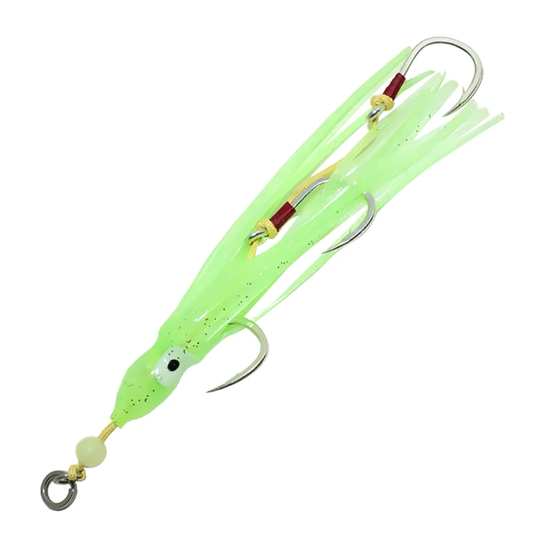 Octopus plate assist hooks Squid Skirts Jig Soft Fishing Lure Artificial Bait Single hook Luminous OEM