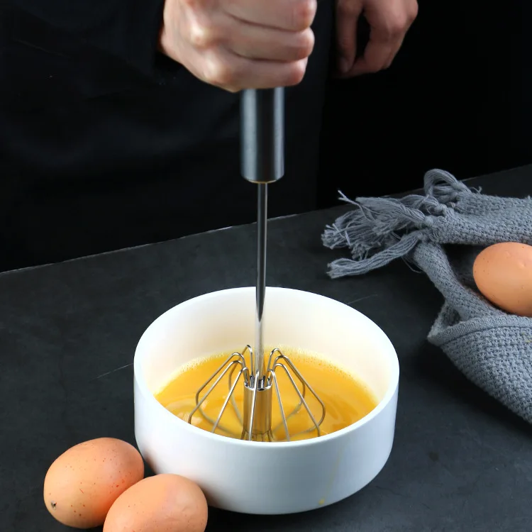 Hand Pressure Semi-automatic Egg Beater Stainless Steel Kitchen Accessories Tools Self Turning Cream Utensils Whisk Manual Mixer
