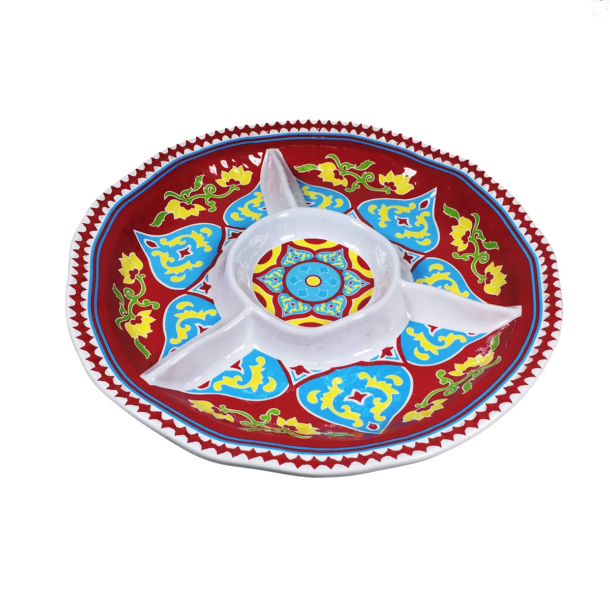 
5 Section hard Plastic Relish Dish Buffet Server Plate Dried Fruit Nuts Dip melamine Serving Tray 