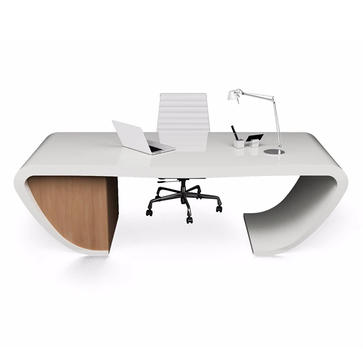 Modern marble White Curved office desk furniture Home Computer Table and Chair office executive desk
