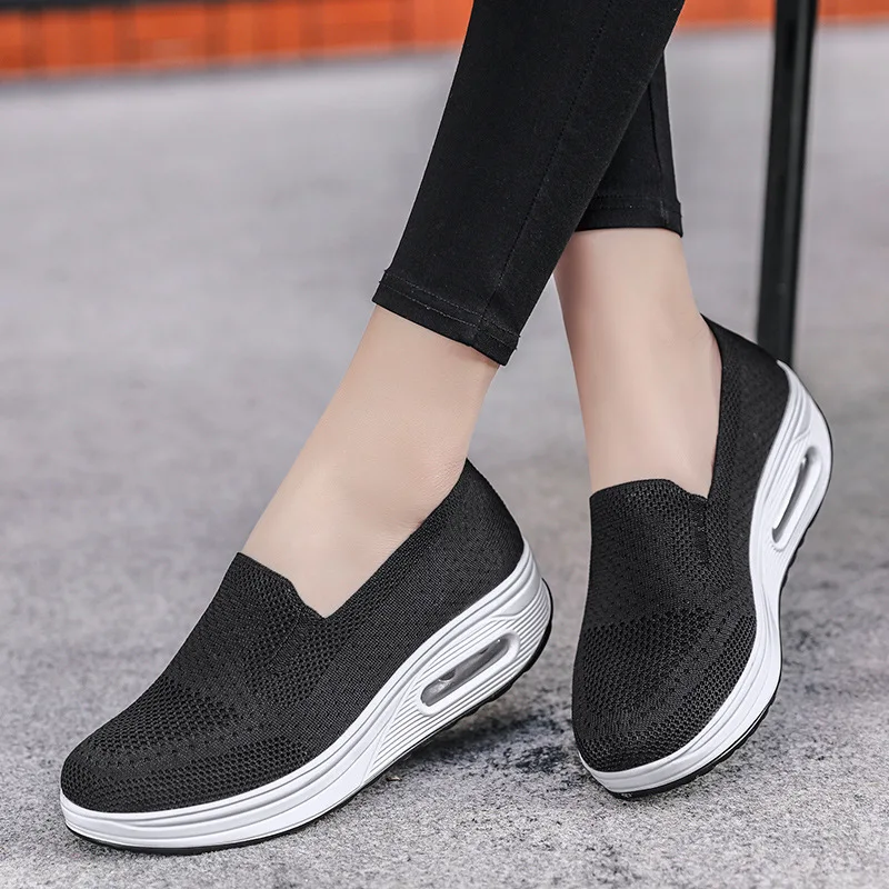 Mesh Rocker Sole Shoes Health Shoes Slip On Outdoor Athletic Sport Shoes