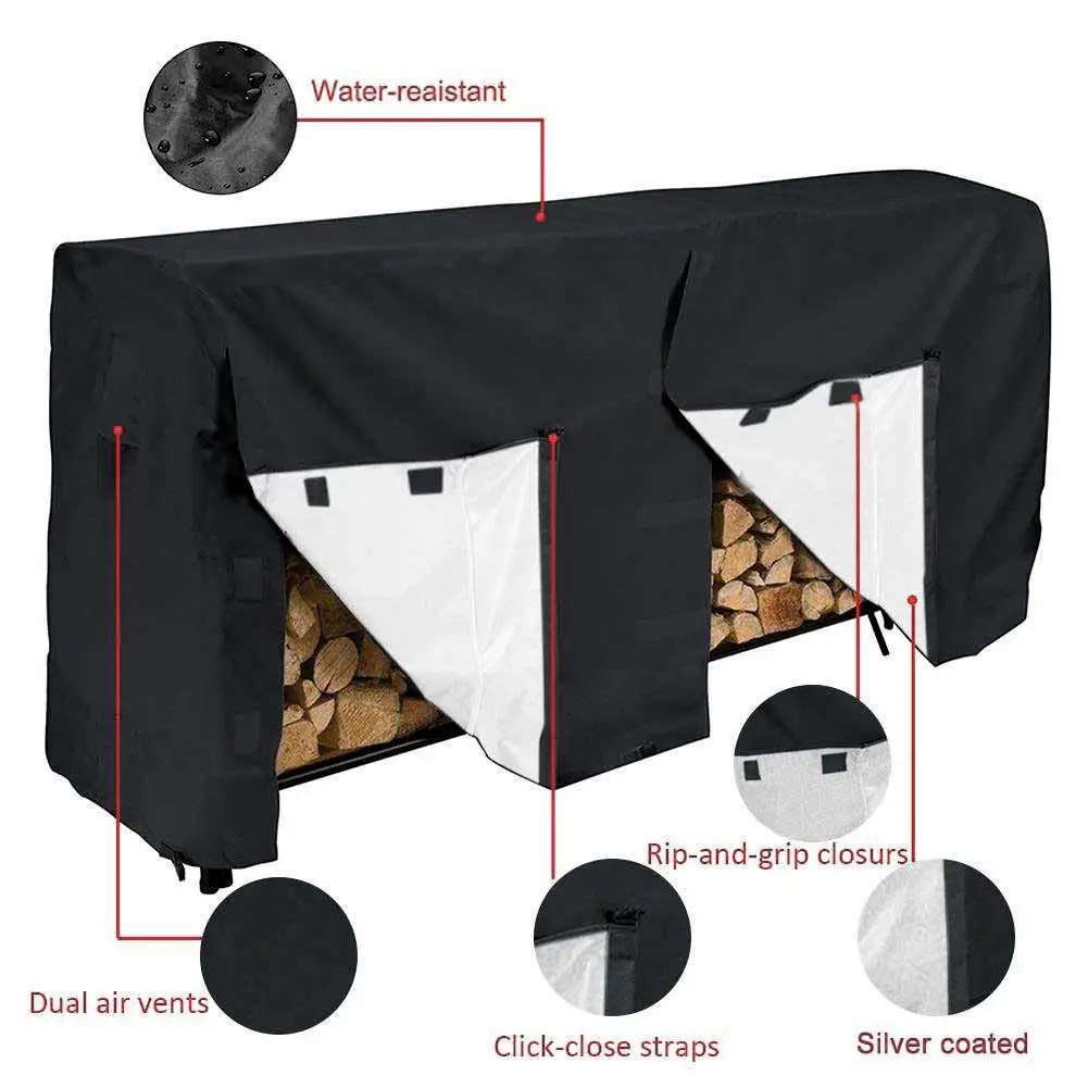 
8ft 210D Heavy Duty Log Rack Cover outdoor firewood Cover 