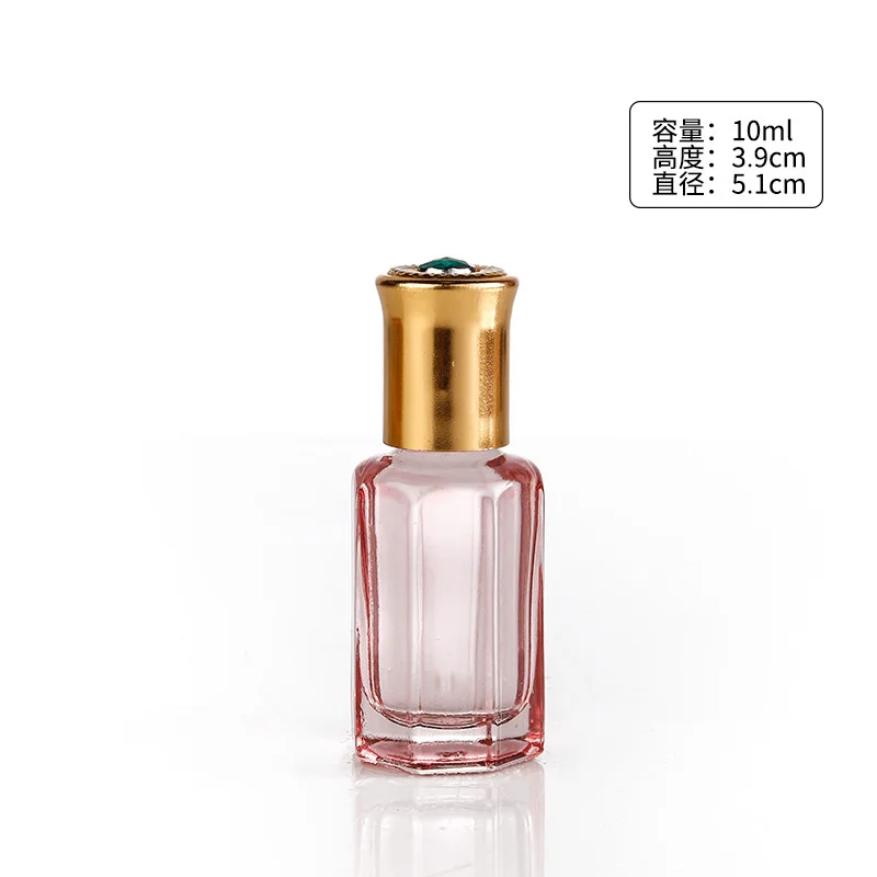 Factory perfume bottle essential oil glass bottle with roll-on ball and lid attar octagon glass bottle