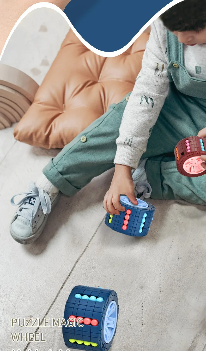 Hot Sale Wholesale Kids Intellectual Development Fidget Toy Puzzle Wheel Rotating Bean Cube Fidget Spinner Reliever Sensory Toy