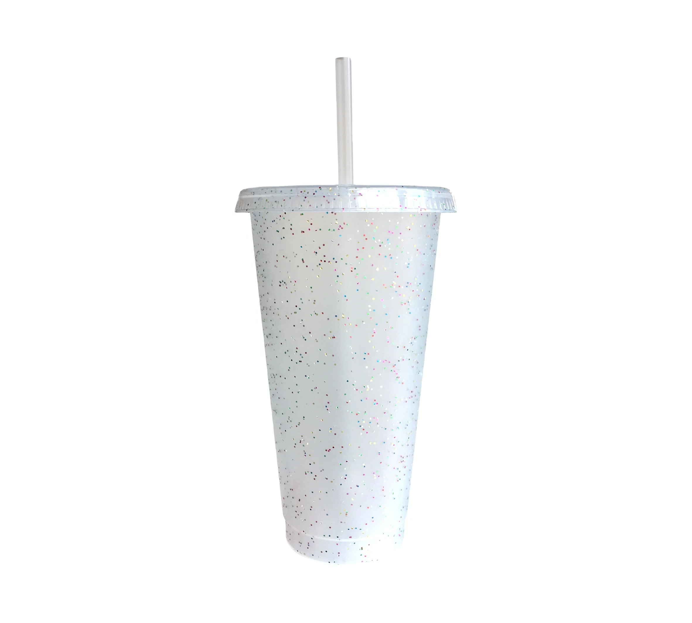 24oz multi glitter colors cold drink cup glitter cold cup with straw and lid
