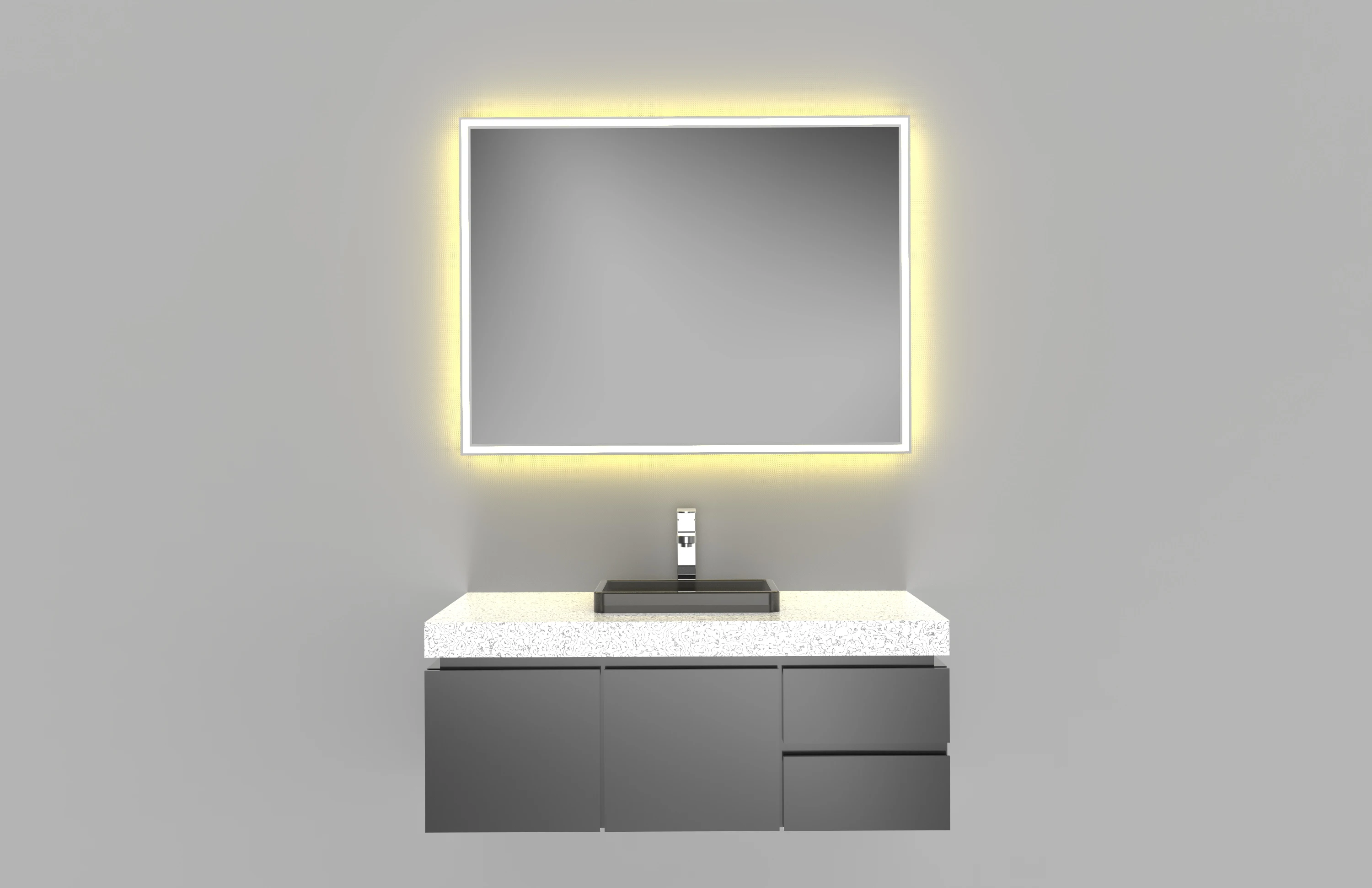 Halo Mirror With Inner And Outer Edges-3CCT 85W Recently Released Products LED Mirror Light For Hotel Project