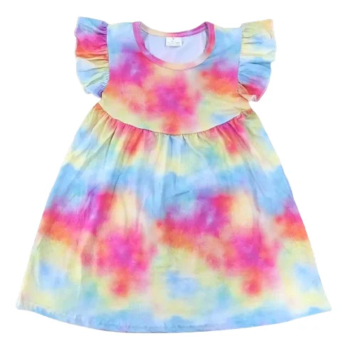 Wholesale children clothing  hot selling milk silk Back to school bag globe alarm clock small fly sleeve dress