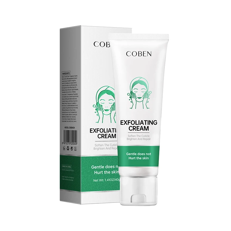 COBEN Private label hot sale face exfoliating cream for softening cuticle clean pores soothe moisturize brighten skin scrub