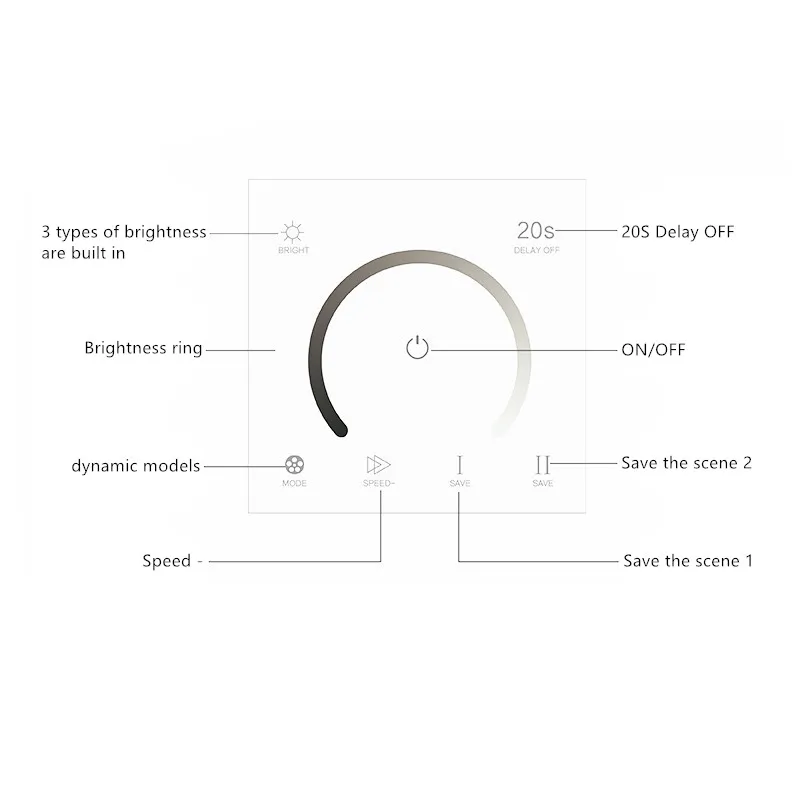 led dimmer wall mounted touch panel 12V 24V 4A 288W smd2835 led dimmer switch single color brightness strip controller