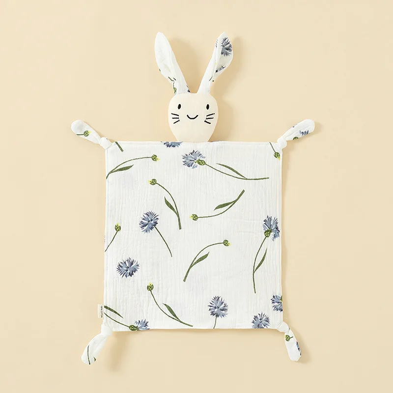 Secure Baby Cotton Gauze Security Blanket Eatable and Sleep Holding Doll Toy for Infants