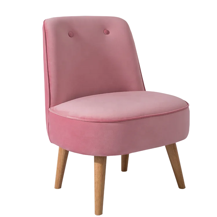 Luxury Modern Single Sofa Living Room Velvet Accent Chair Pink Wood Legs Fabric Chair
