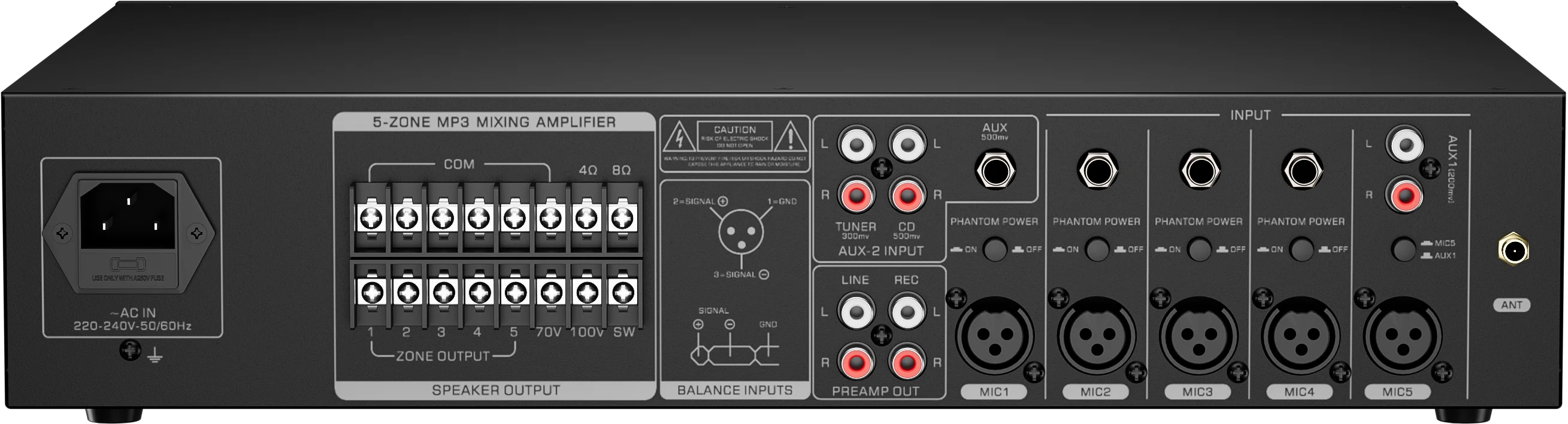 RH-AUDIO Audio Amplifier with USB Port for BGM System
