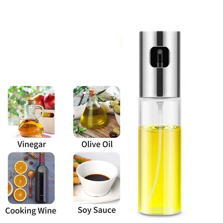 Amazon Hot Selling Tanning Oil Bottle Sprayer Packaging Stainless Steel Olive Glass Spray Oil Sprayer for Cooking Camping