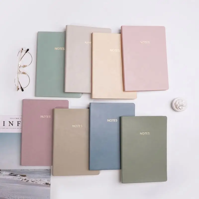 Free Sample Morandi PU Leather Soft Cover A5 Plain Grid Blank Notebook Dotted