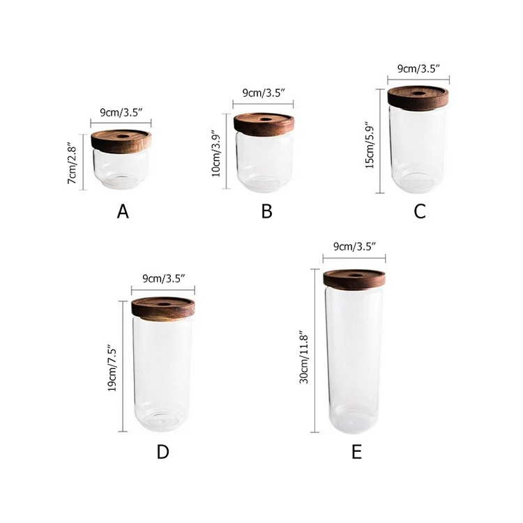 Luxury Easy Clean Customize Mini Small Transparent Portable Wood Lid Food Glass Jar for Storage