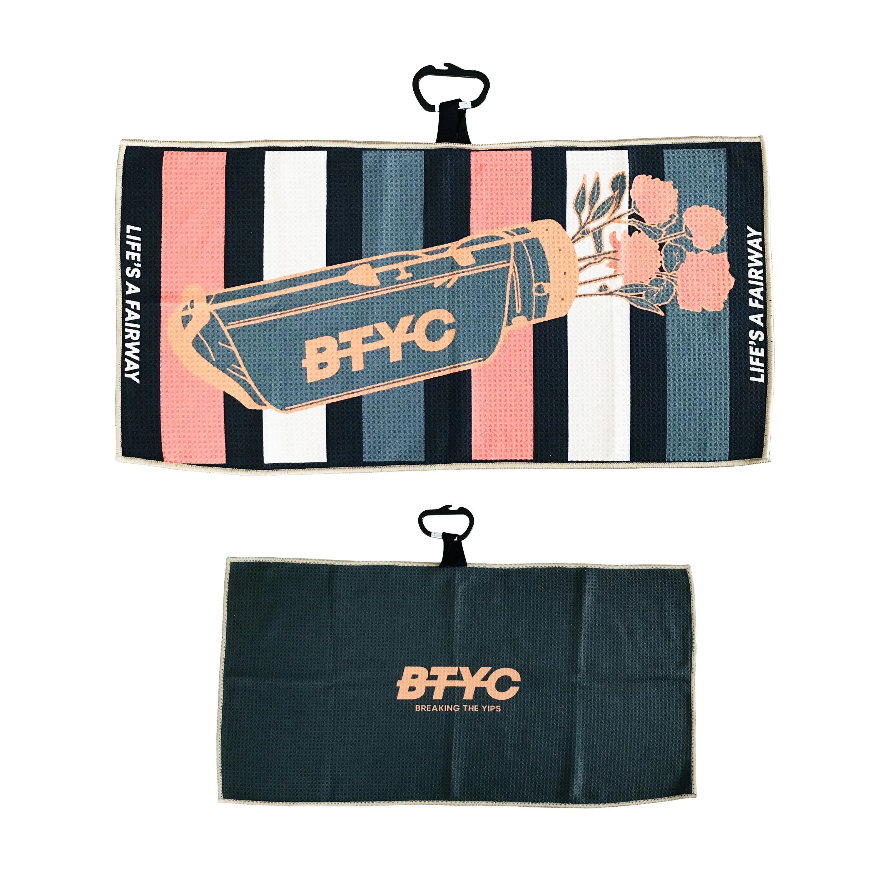 Quick dry microfiber waffle sublimation printing golf towel custom logo