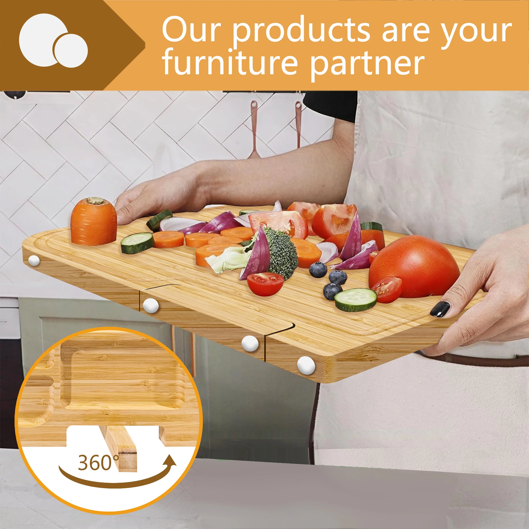2025 New bamboo double-sided upright sink cutting board - a good helper in the kitchen