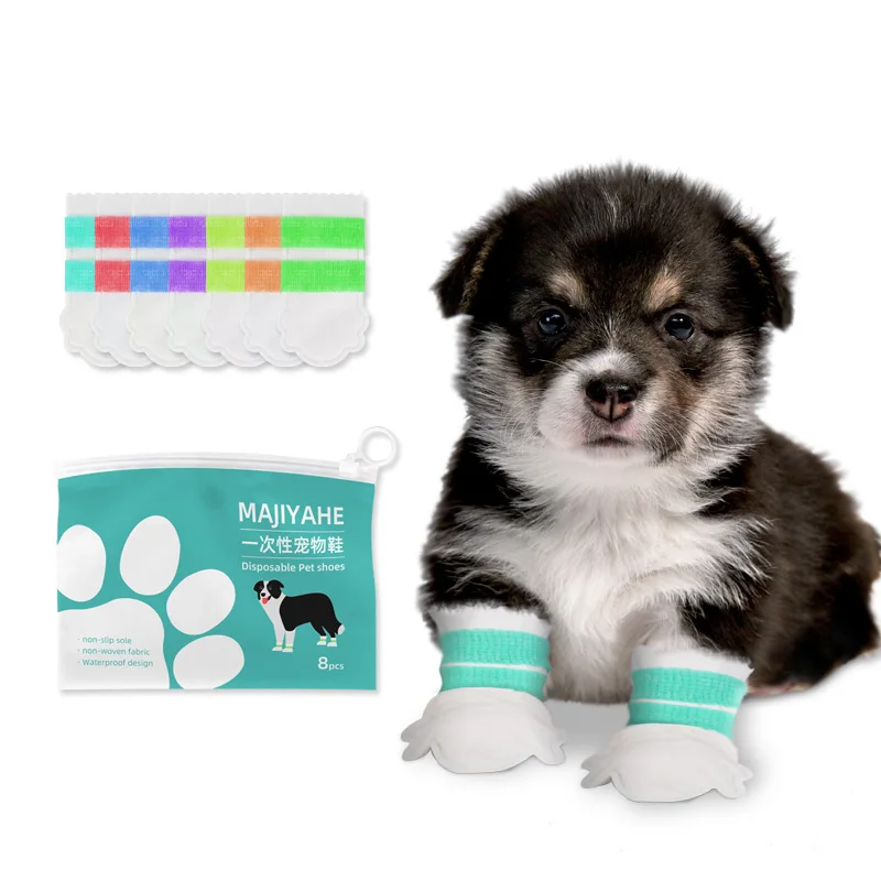 dog Pet Socks With Elastic Self Adhesive Cohesive Bandage Waterproof Anti Dirt Disposable Dog Shoes pet supplies