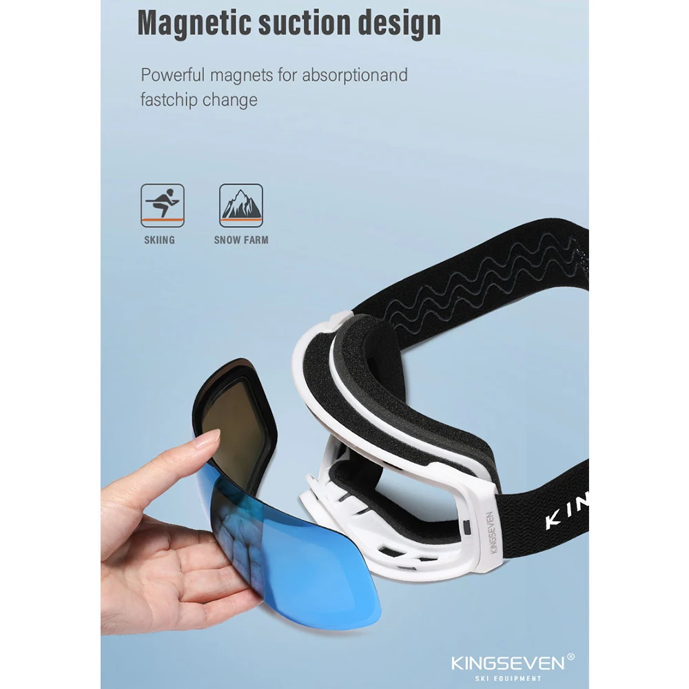 Новейшие лыжные очки от бренда KINGSEVEN защитные UV400 спортивные для сноуборда противотуманные магнитные линзы 9801
