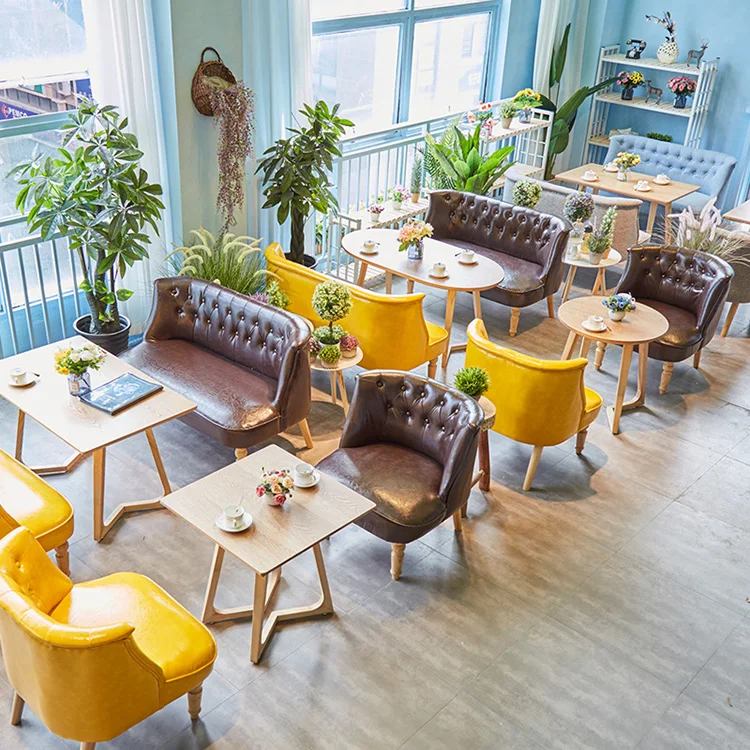 
Classical leather retro sofa for restaurant three seater 