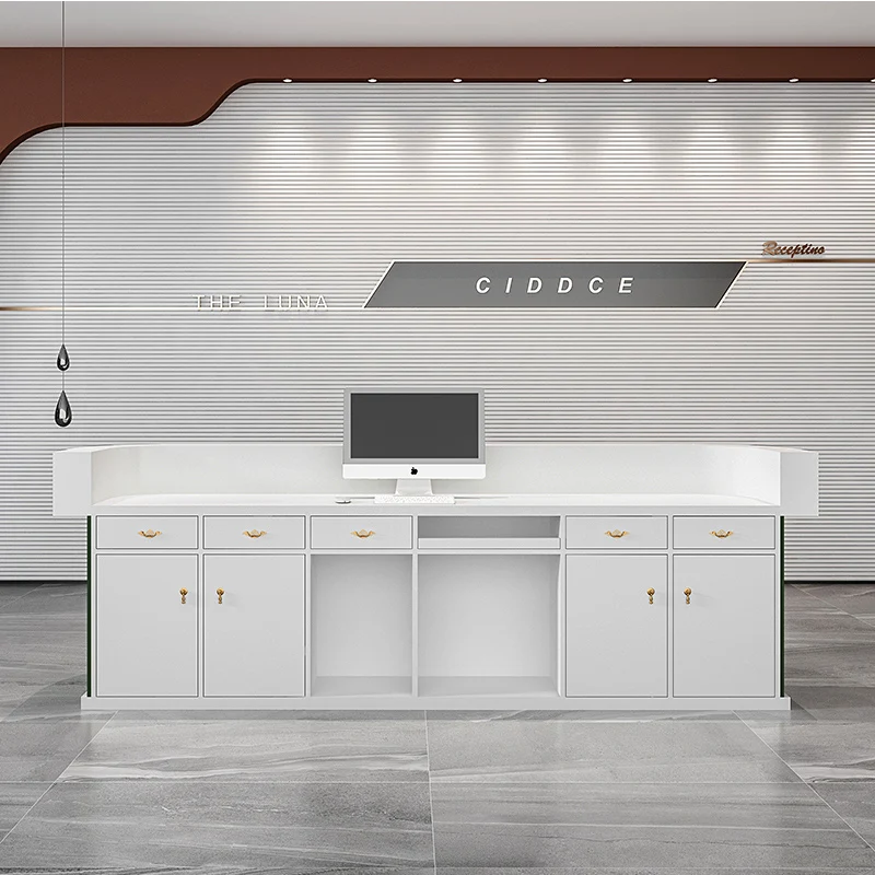 High end modern nail salon equipment hotel black reception desk luxury wooden front counter for reception