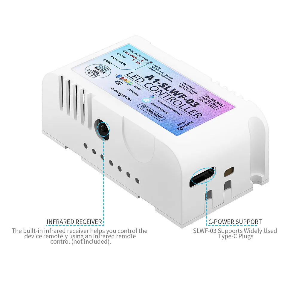 ESP32 микрофон RGBIC пиксели светодиодный контроллер SMLIGHT WLED цифровой WS2811 WS2812B WS2813 WS2815 светодиодные полосы