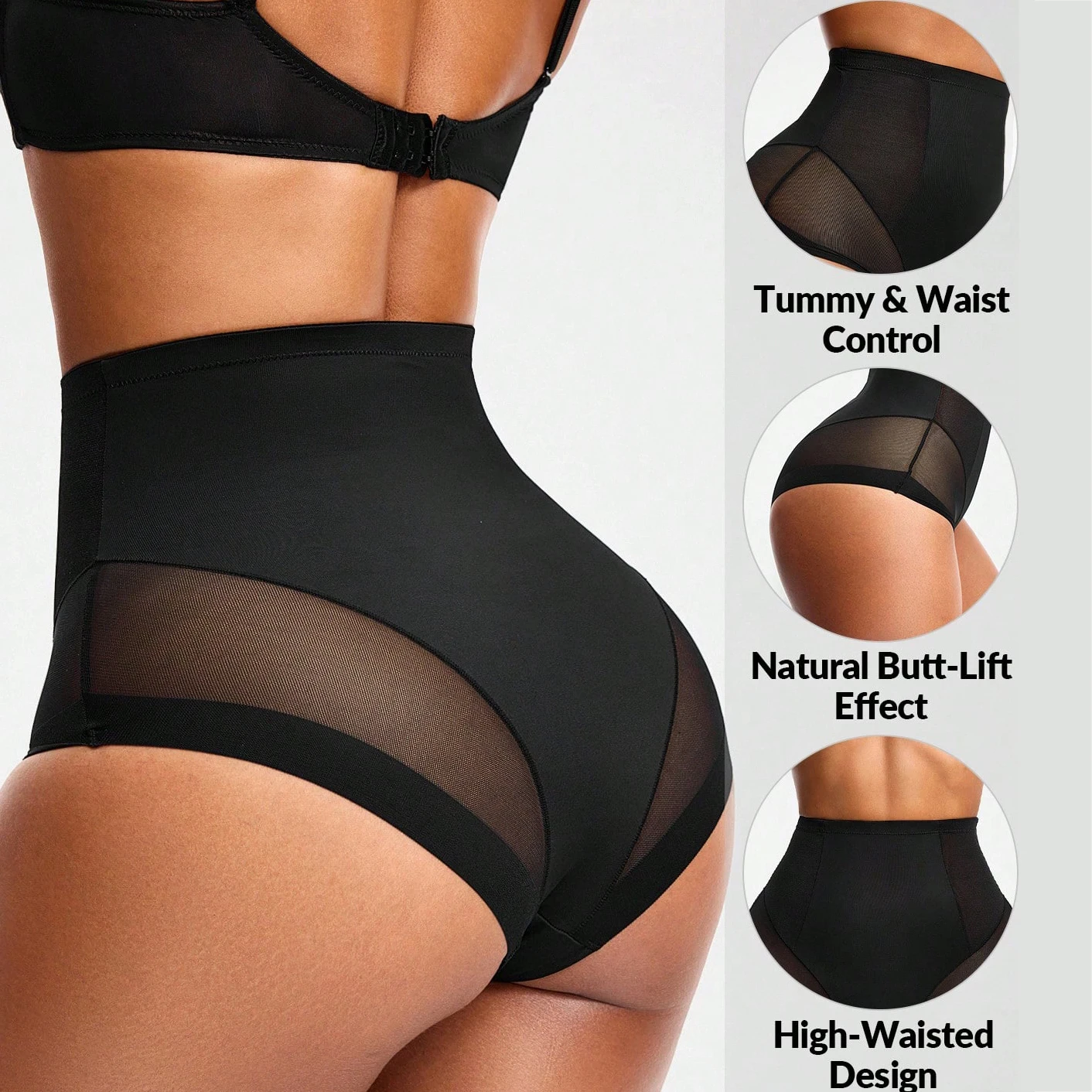 Ladymat ODM/OEM bragas moldeadoras de cuerpo Woman tummy control Shaperwear Butt Shaping Underwear Contrast Mesh Shaper Panty