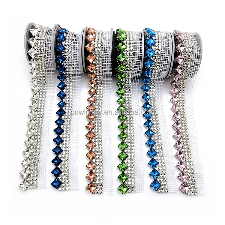 High Quality Fashion Bling lace dress rhinestone crystal trim crystal stone trimmings garment accessories