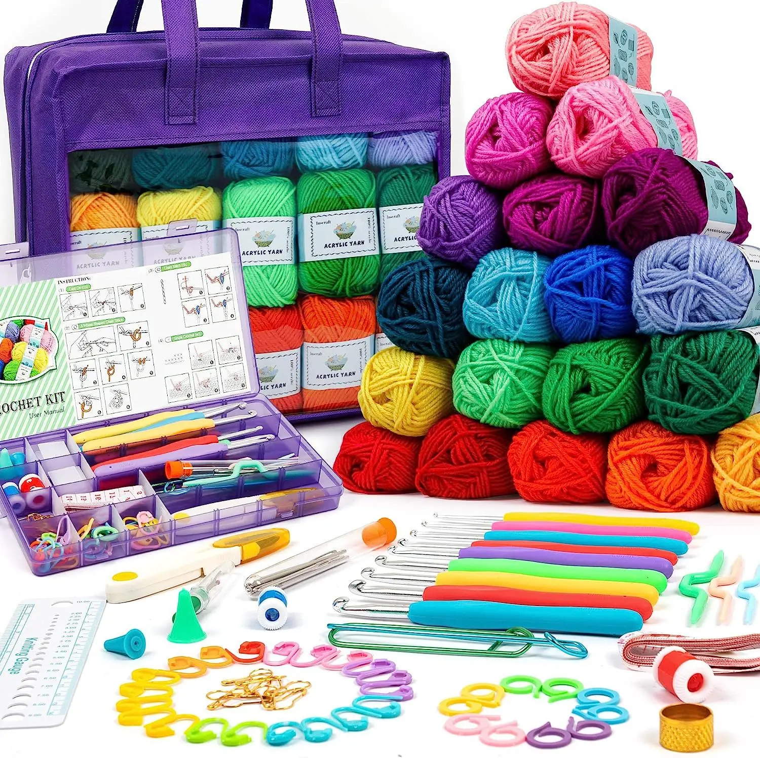 Crochet Hook Kit Storage Bag Weaving Knitting Needles Set Diy Arts Craft Accessories Crochet Supplies