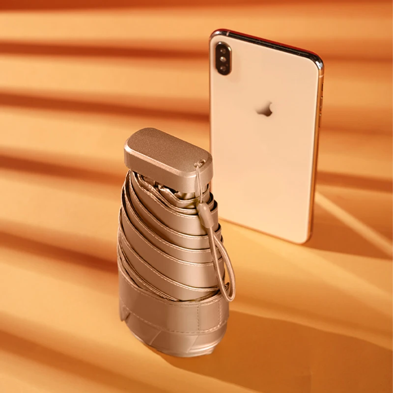 Mini 6-Bone 5-Fold Manual Durable Metal Pocket Umbrella Anti-UV Small Umbrella High Plastic Fashion Business Travel Gift