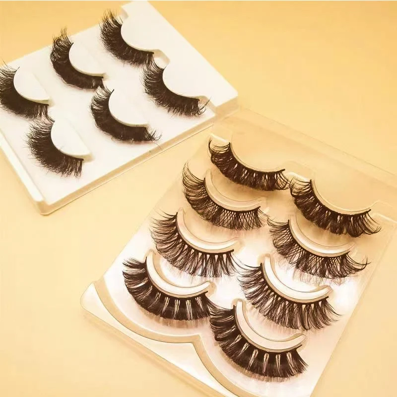 3/4 Pairs Mink Lashes Book Box Private Label Russia Volume d Curl Mink Eyelashes Custom Lashcases Eyelash Packaging Box