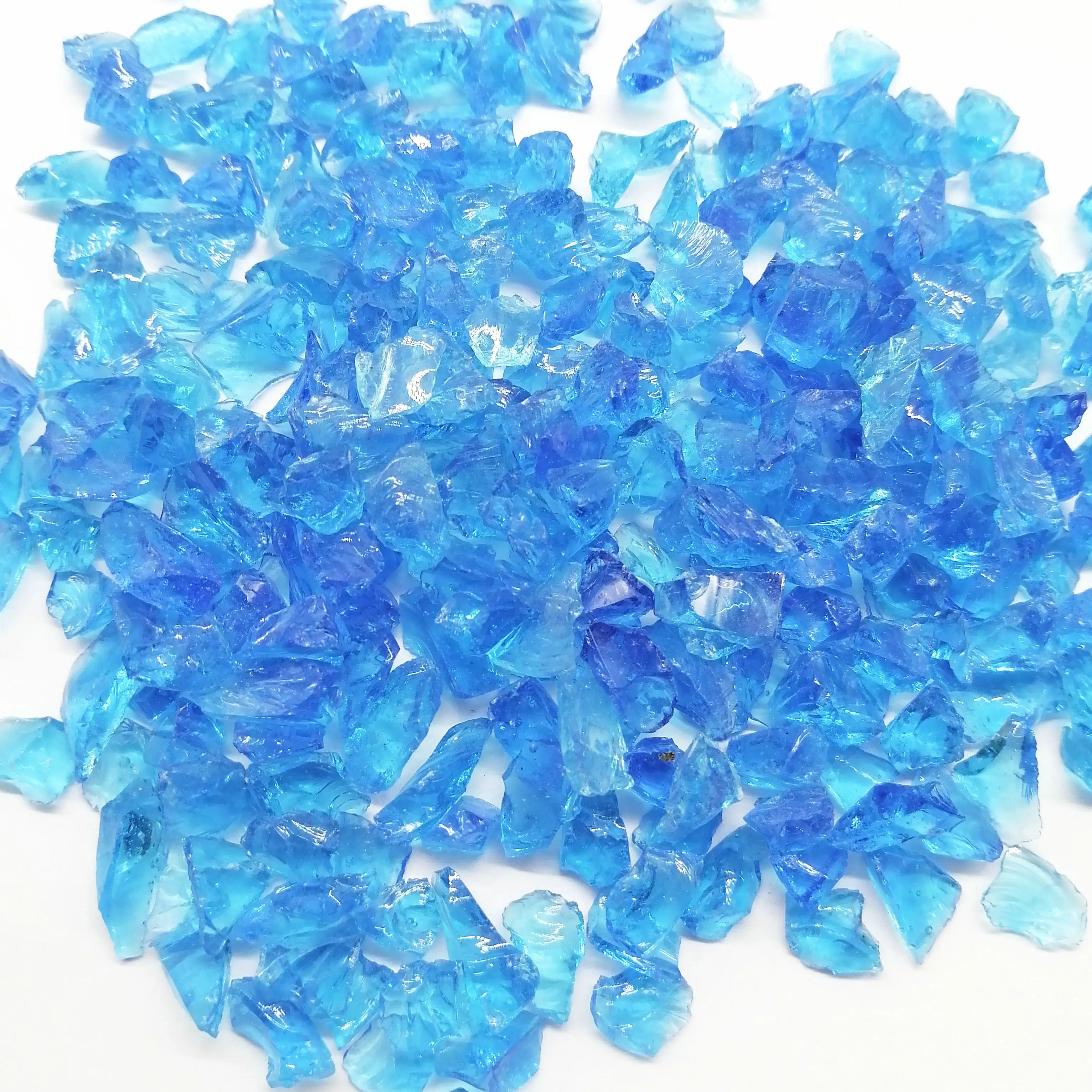 Hot sale manufacturer ice blue 6-9mm aggregate broken crushed glass chips used for terrazzo floor and tile