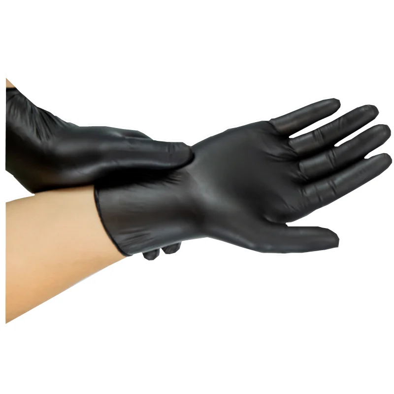 Powder Free Disposable Nitrile Gloves Large -100 Pack, Black Medical Exam Gloves