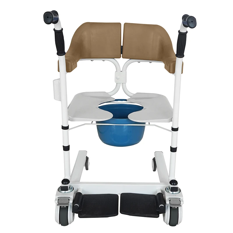 Patient Transfer Lift Adjustable Height Toilet Commode Bath Chair Elderly Disabled Moving Wheelchair commode shower chair