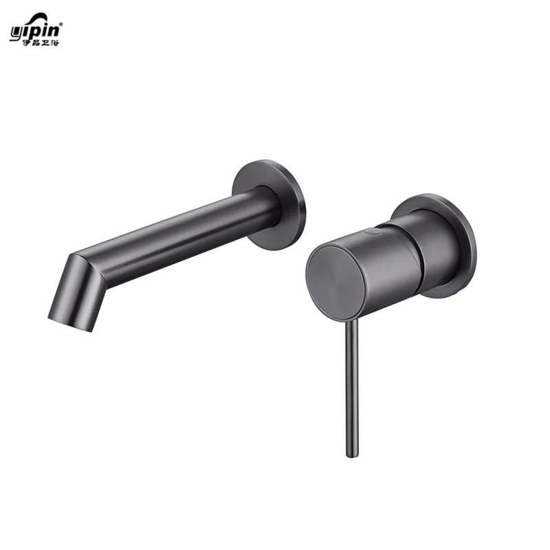 Hot Sale  Brass Golden Brushed Gold  2 Hole Wall Mount Basin Mixer Taps Faucet