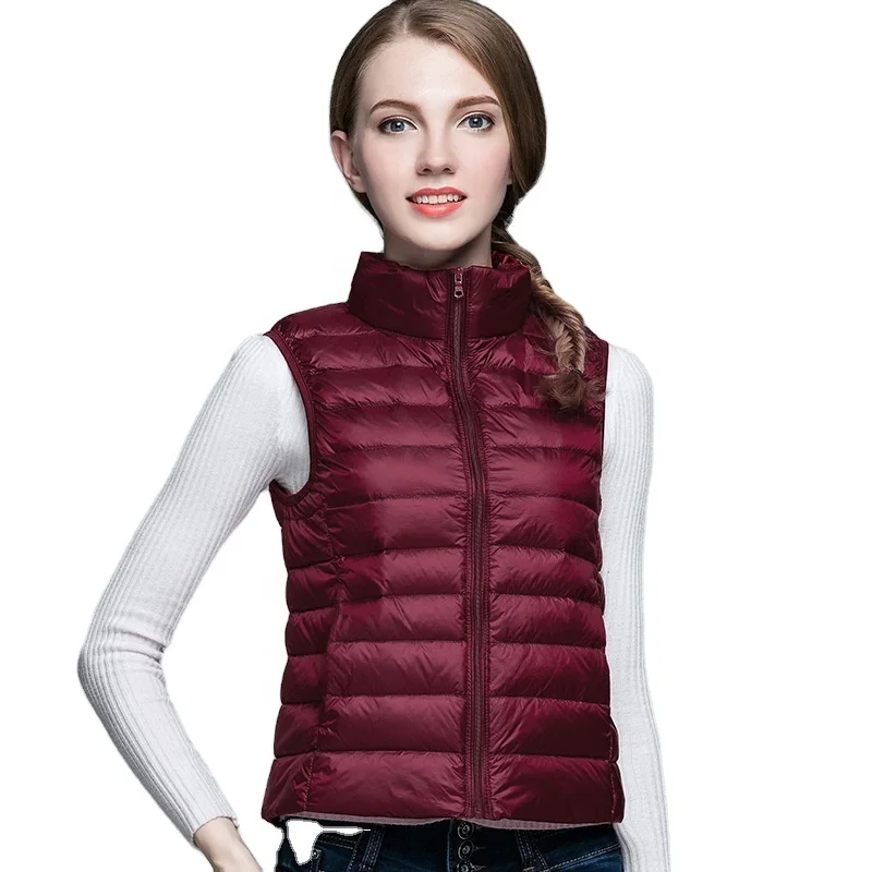 Autumn And Winter Light Down Jacket Ladies Stand Collar Large Size Slim Waistcoat White Duck Warm Vest Horse Clip