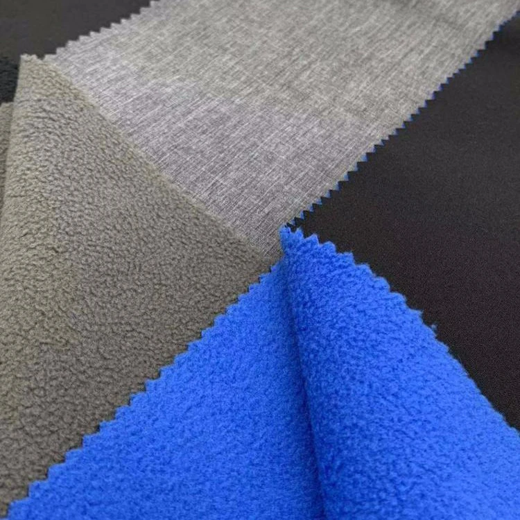 
three layer soft-shell 96%polyester T-CD 4% spandex pongee bonded polar fleece with TPU fabric 