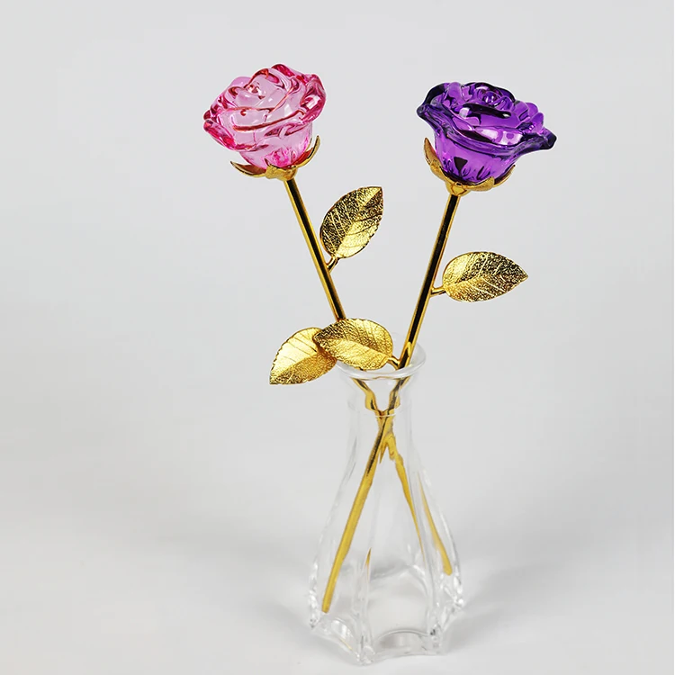 Hot Selling Amazon Clear Low Moq Wholesale Custom Crystal Pink Rose Flower Crystal