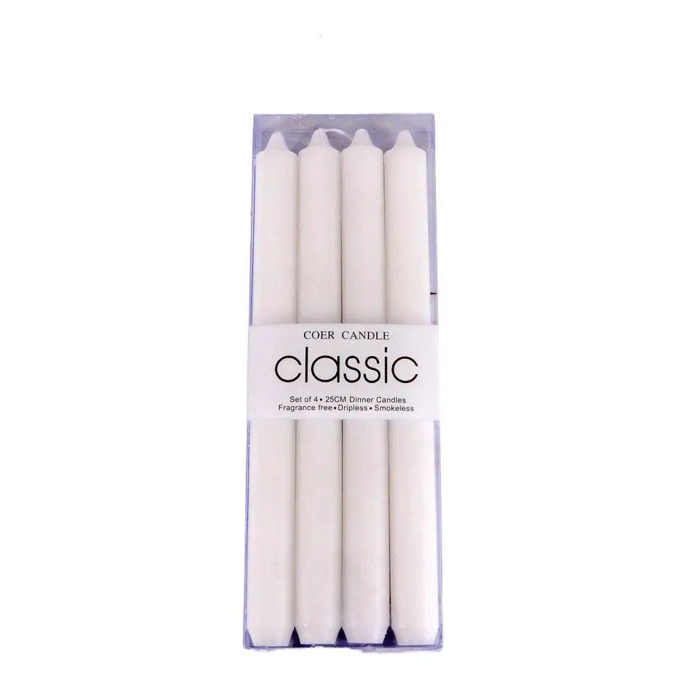 Smokeless Devotional Tall Stick Wedding Dinner Candle Set of 4 Taper Candles