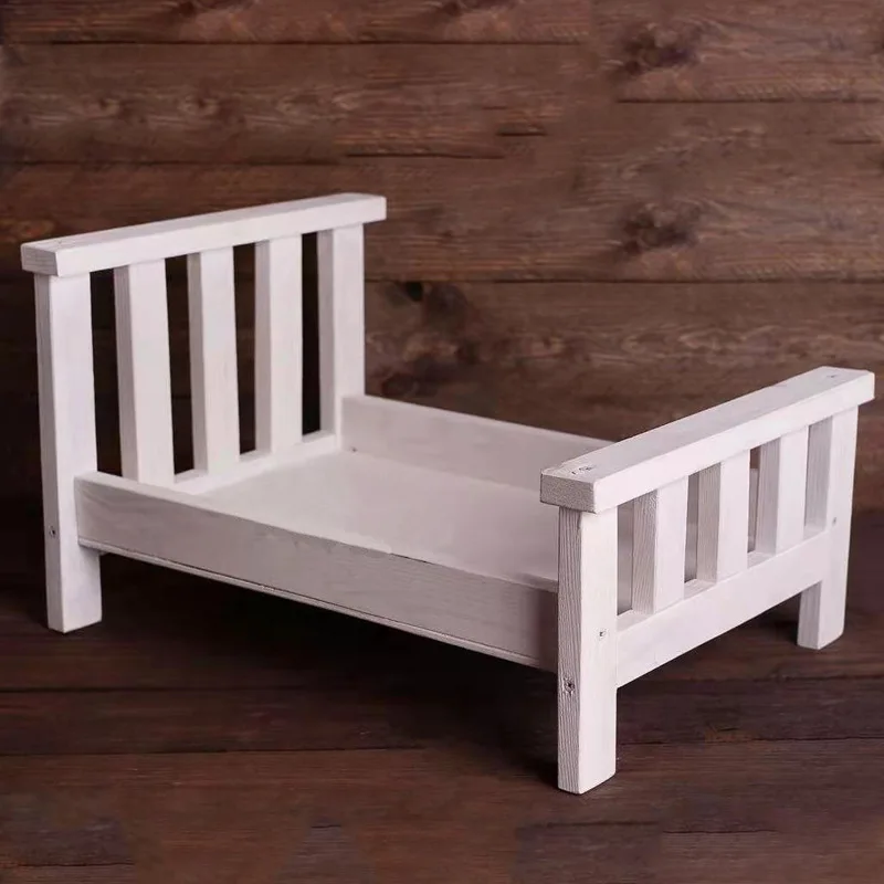 Baby Photography Accessories Mini Wooden Lounger Photo Shooting Background Vintage Props Studio Posing Wooden Chaise Lounge Bed