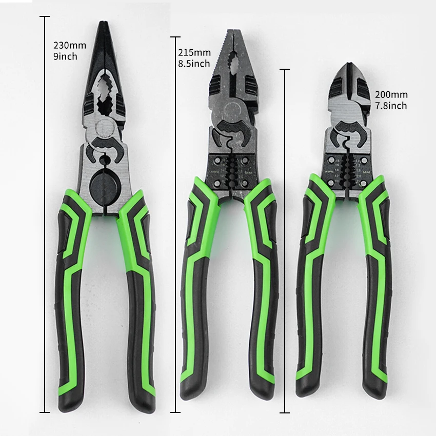 Factory wholesale pliers Green chrome vanadium steel 215mm long multi-function wire pliers