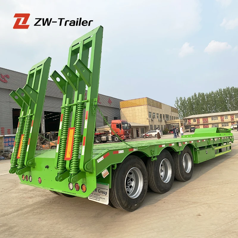 ZW Group low bed trailer Stock 3 Essieux ou 4 Essieux 80 100 Ton Porte Chard pour Afrique low bed semi trailer for sale in dubai