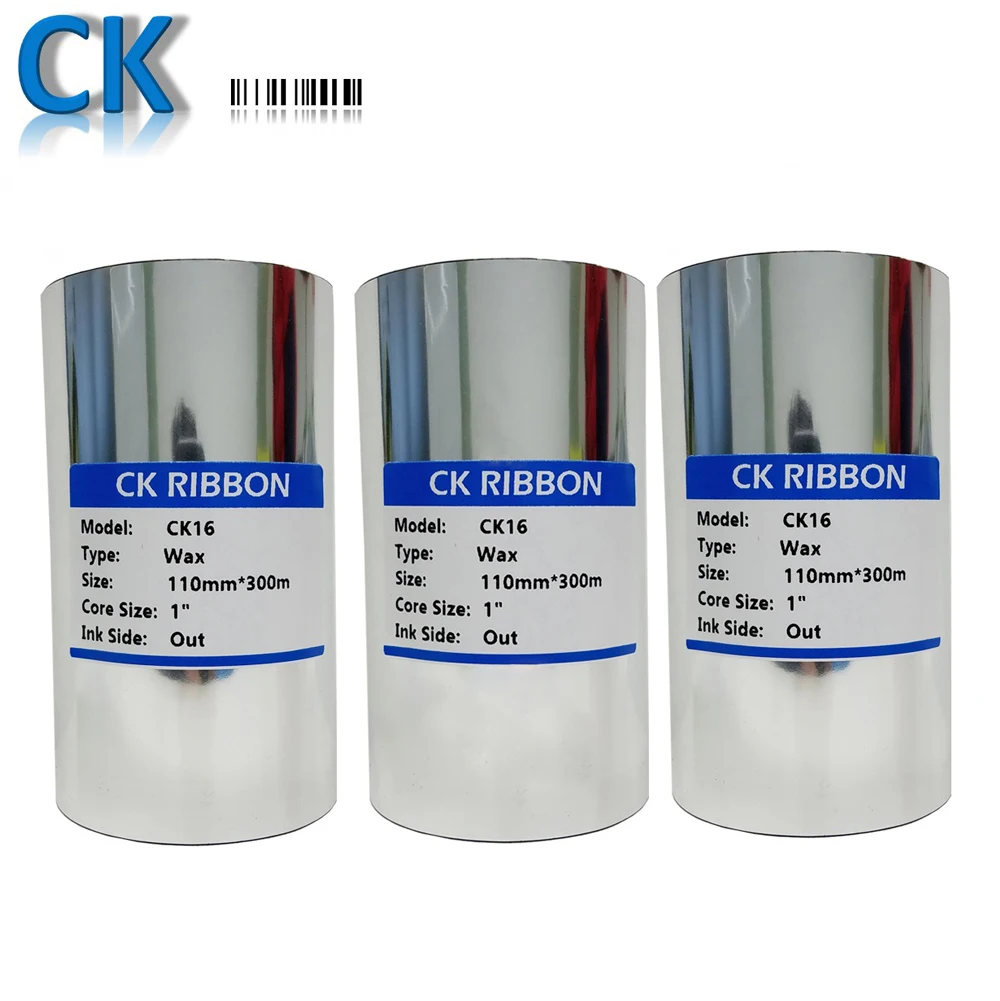 Coditeck TTR CK16 110mm*300m 110mm*74m Thermal Transfer Wax Ribbon ribbon wax for printing machine