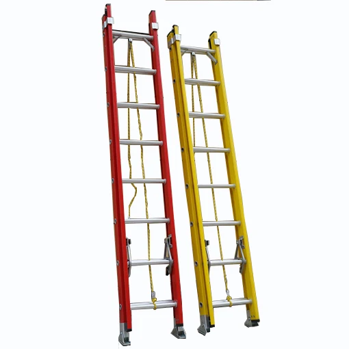 light weight fiberglass telescopic rope two section extension extensive step ladder ladder frp