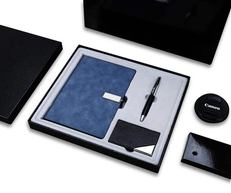 Custom Logo Business Office Gift Stationery Pu Leather Notebook Journal Diary Gift Set With Pen And Card holder