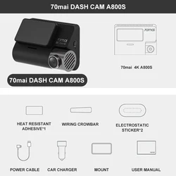 70mai A800s Recorder Full HD 1080P 4k Built-in GPS Adas 24H Uhd Parking Dual Vision Car Videovantrue dash cam