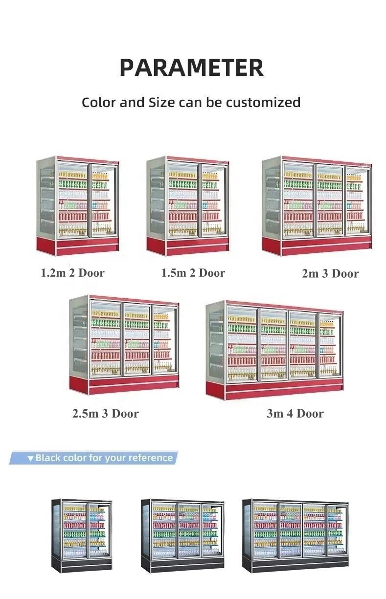 Remote compressor Stand glass door Open Display Chiller / Drink Refrigeration Equipment for Supermarket