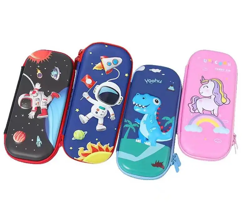Primary school cartoon EVA pencil case 3D three-dimensional pencil case anti drop wholesale and stock logo customize
